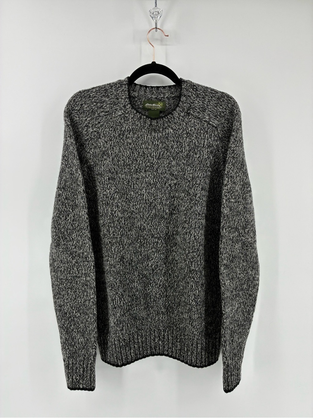 Eddie Bauer 80% Lambswool Knit Men's Charcoal Crewneck Sweater